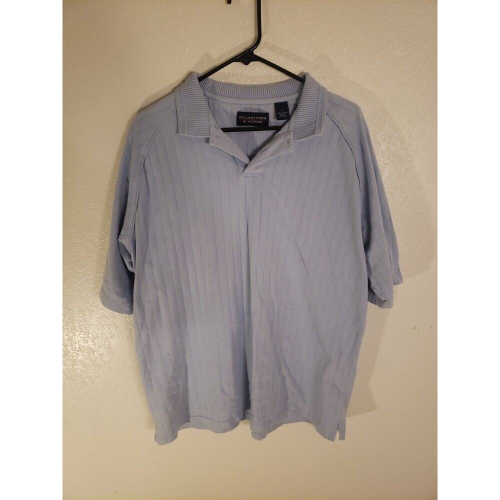 Roundtree & Yorke Short Sleeve Mens Polo Shirt 100% Cotton Large Blue